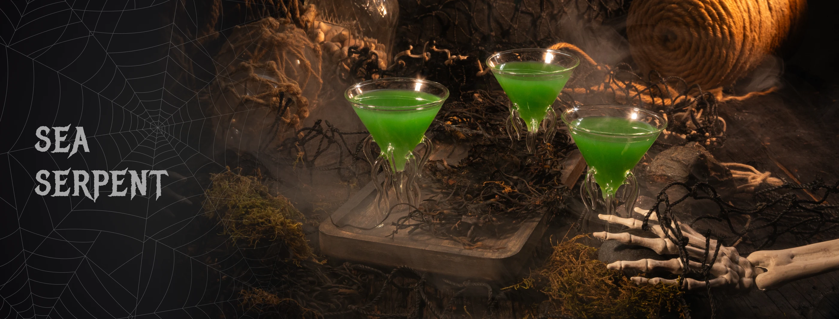 a spooky green halloween cocktail