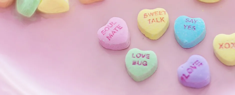 valentines heart candy on dish