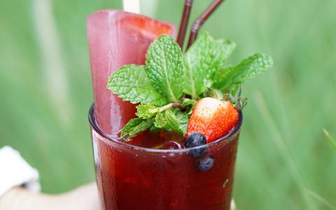 Blueberry Mojito with Popsicle Garnish