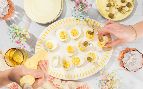 Dirty Martini Deviled Eggs