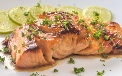 Gin & Tonic Roasted Salmon with Lime Cilantro Sauce