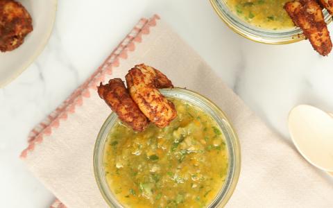 Golden Tequila Gazpacho with Chili Spiced Shrimp