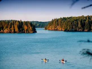 Kayakers on a lake 