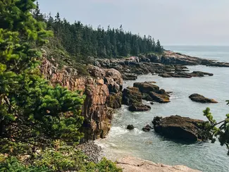 A photograph of the Maine coastline