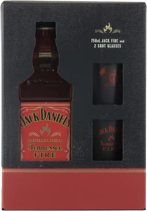 JACK DANIELS TENN FIRE W 2 SHOT GLASSES