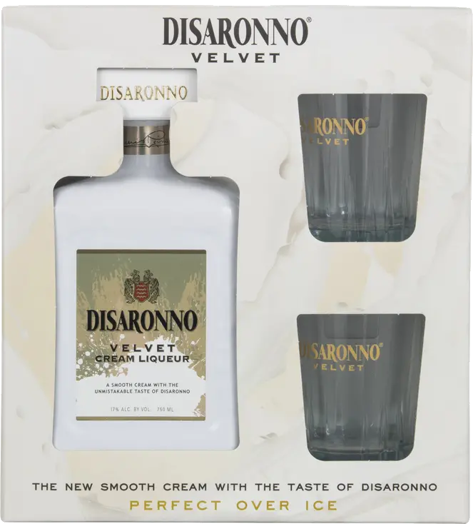 DISARONNO VELVET CREAM LIQ W/WINE GLS