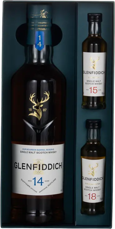 GLENFIDDICH 14Y W/2-50ML:FLNFD 15Y & 18Y
