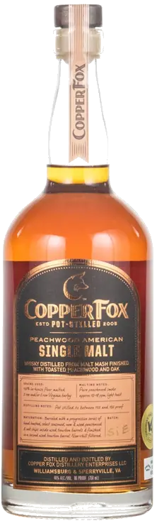 COPPER FOX PEACHWOOD AMERICAN SNGLE MALT