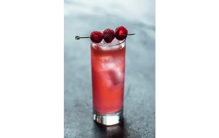 Margorita pink sparkling raspberry cocktail. Recipe by Ethan Guillemette