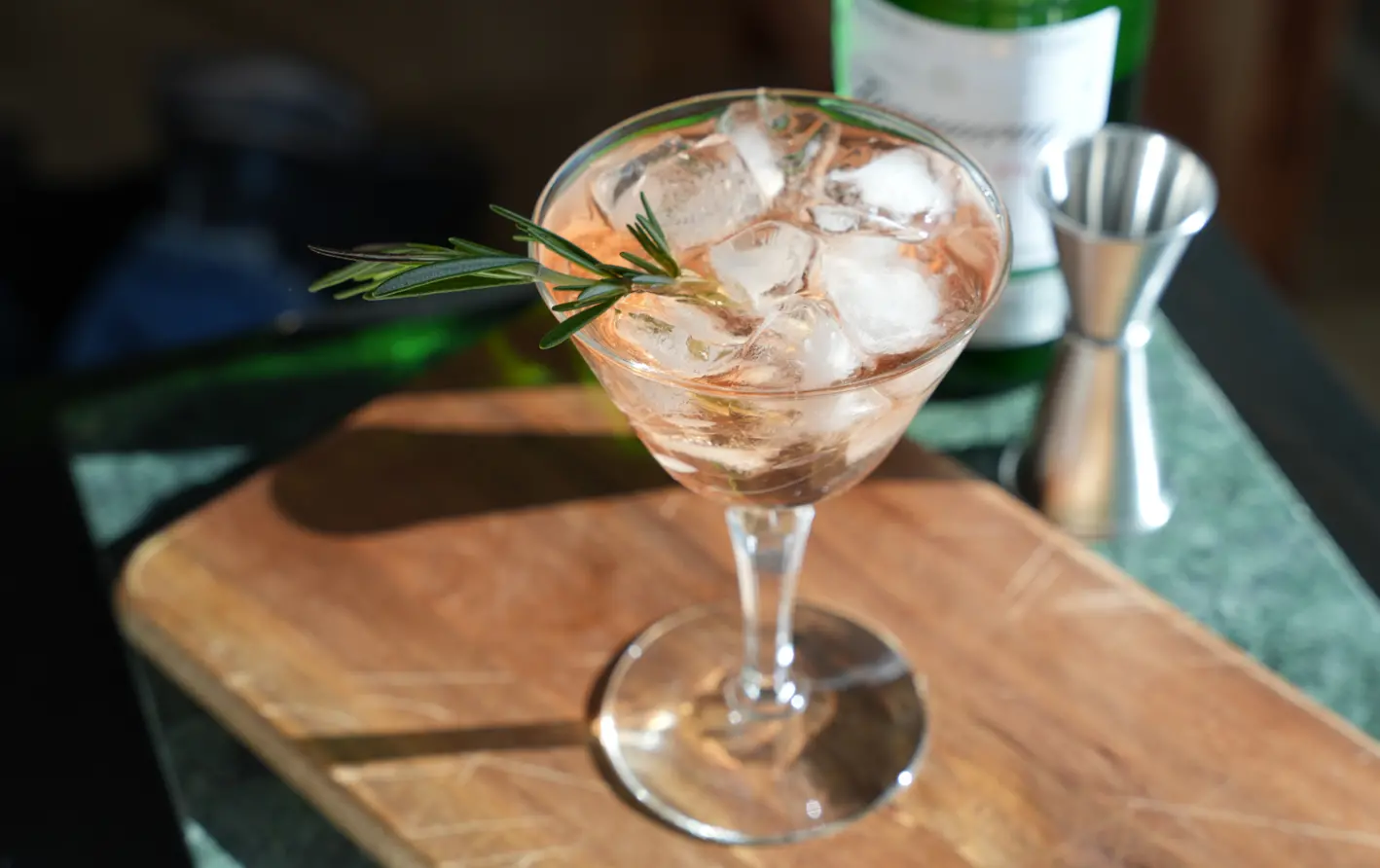 Rosemary Pomegranate Fizz cocktail