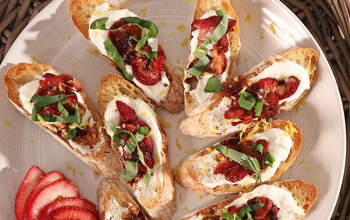 Vodka Balsamic Strawberry Crostini