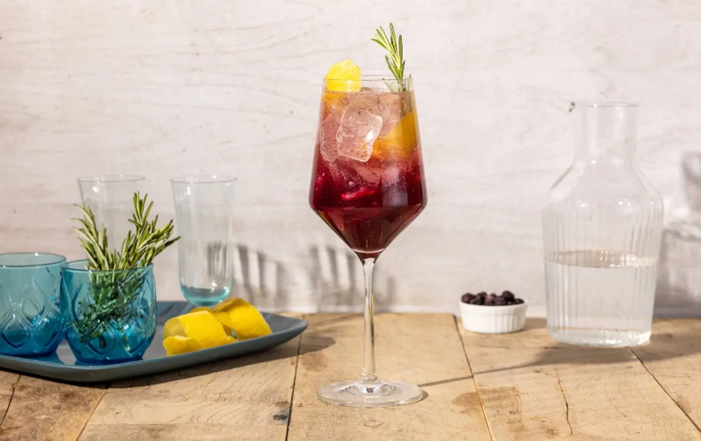A Wild Maine Blueberry Spritz cocktail