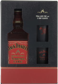 JACK DANIELS TENN FIRE W 2 SHOT GLASSES