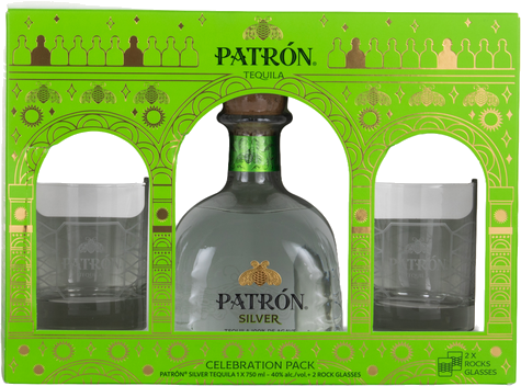 PATRON SILVER W/ ROCKS GLASSES