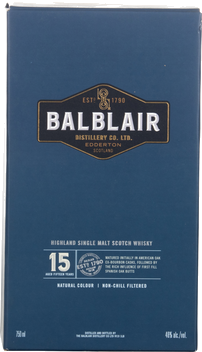 BALBLAIR 15YR SGL MALT SCOTCH