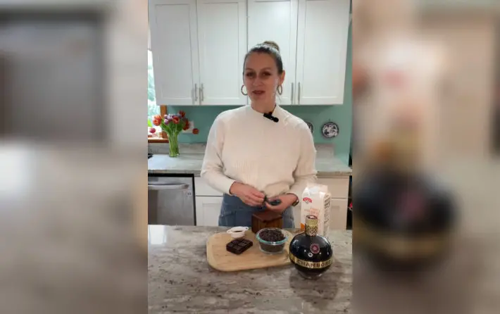 Katya preparing Chocolate Raspberry Truffles