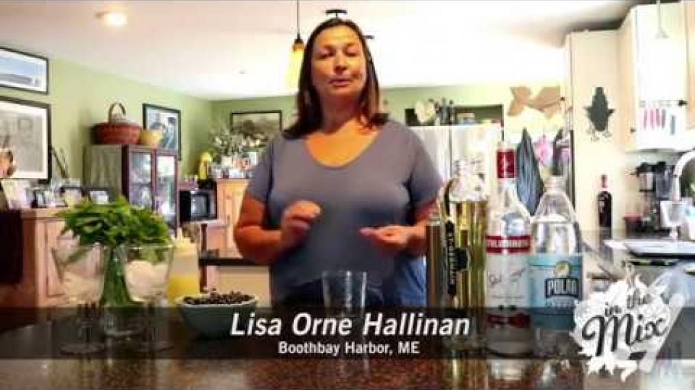 We're back with Lisa Orne Hallinan in Boothbay Harbor, and she's going to show you how to make the Blueberry Basil Gimlet!