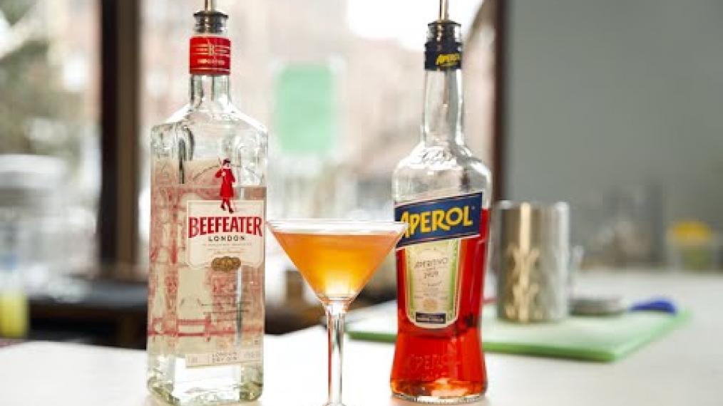 Featured in this week's Happy Hour, the Aperol Martini.